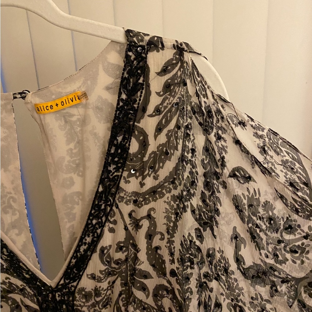ALICE + OLIVIA Silk Paisley Beaded Dress Size S - Picture 11 of 12